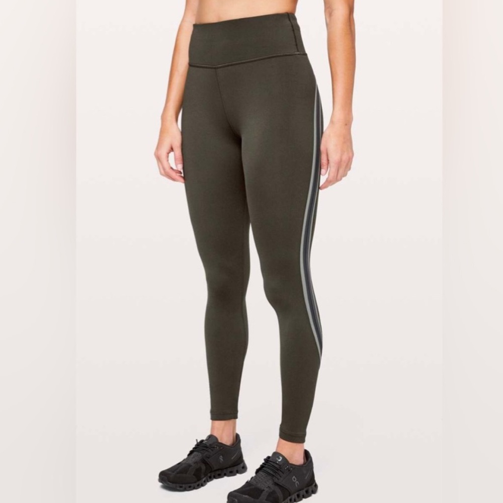 Lululemon Womens Run Crew Athletic Leggings Size 10 Hi-rise Olive Green